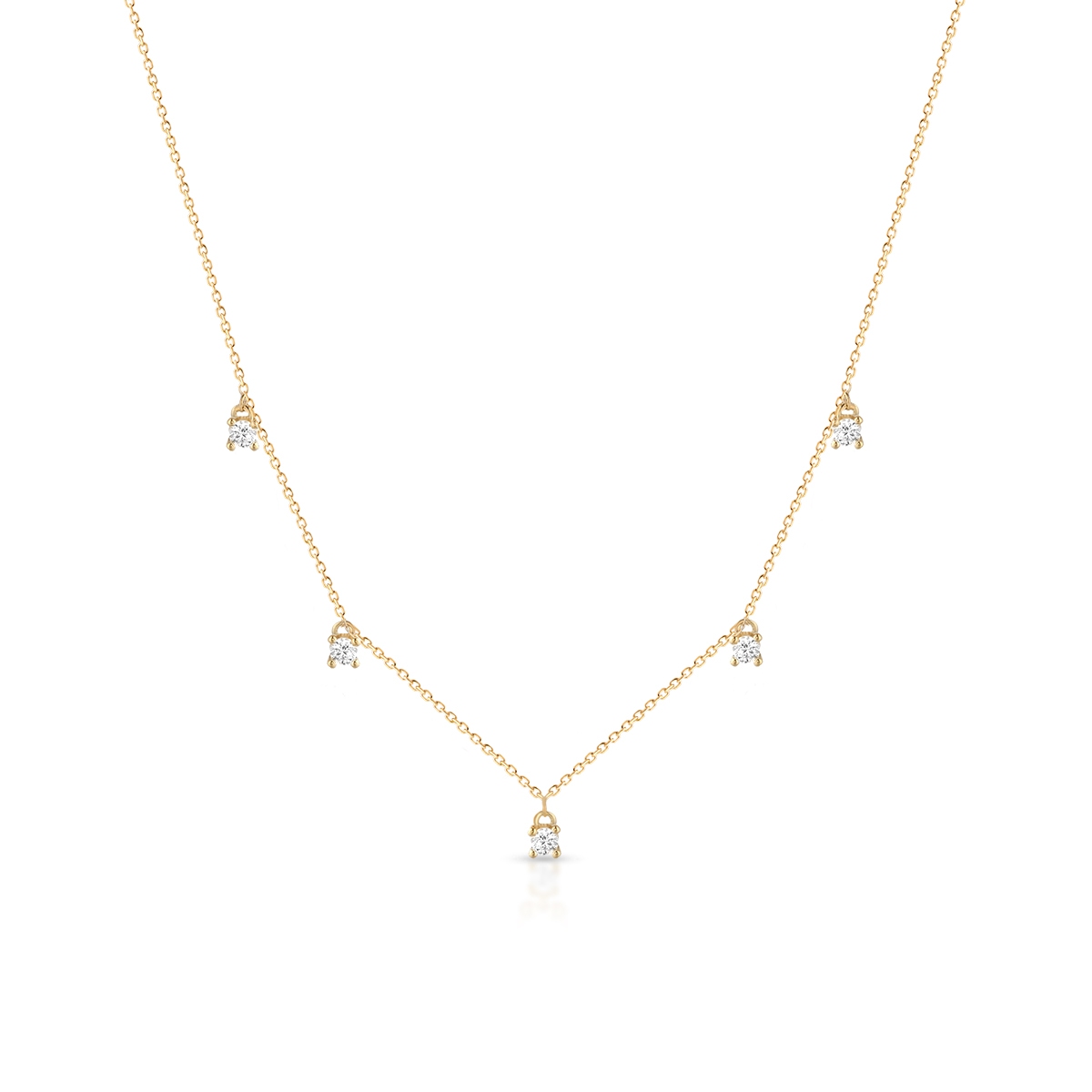 Naszyjnik  złoty z wiszącymi cyrkoniami