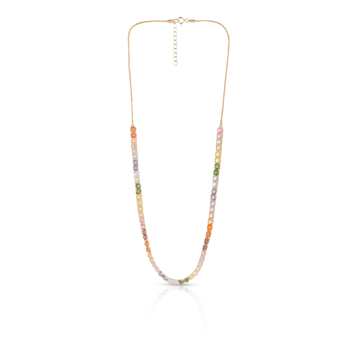 Naszyjnik złoty z kolorowymi cyrkoniami W.KRUK