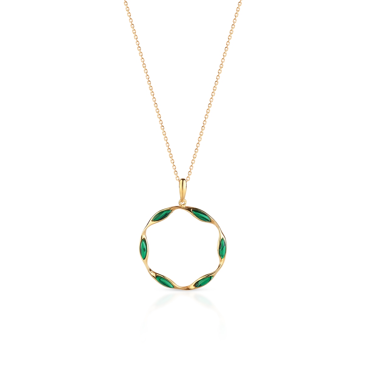 Wisiorek srebrny pozłacany z malachitem