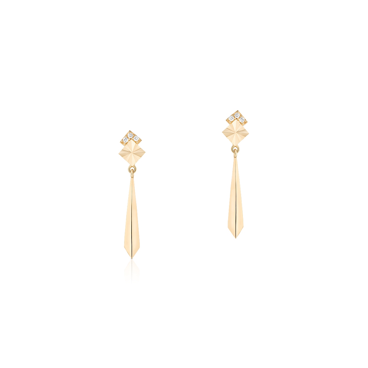 Kolczyki złote geometryczne z cyrkoniami