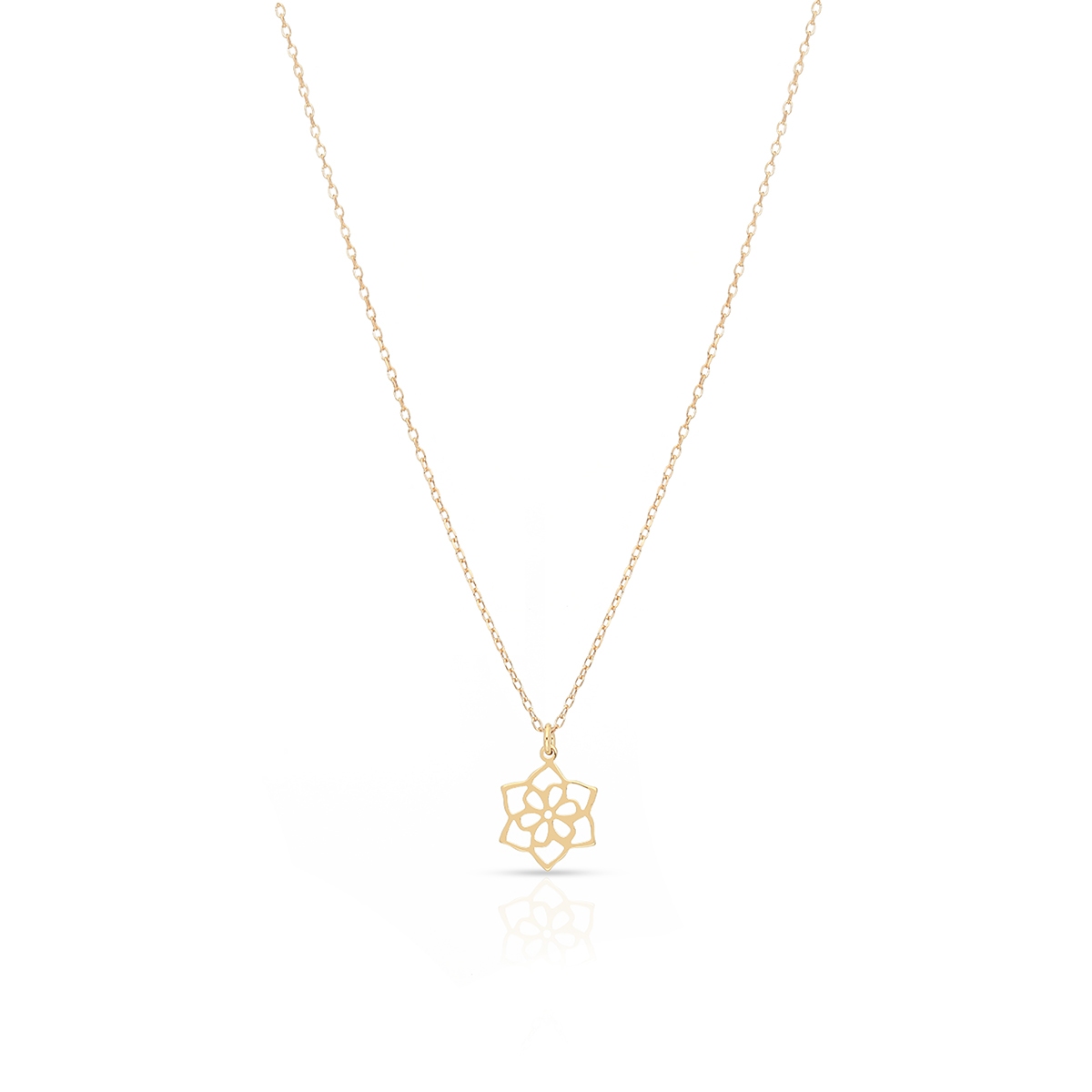 Naszyjnik srebrny pozłacany z ażurowym kwiatem