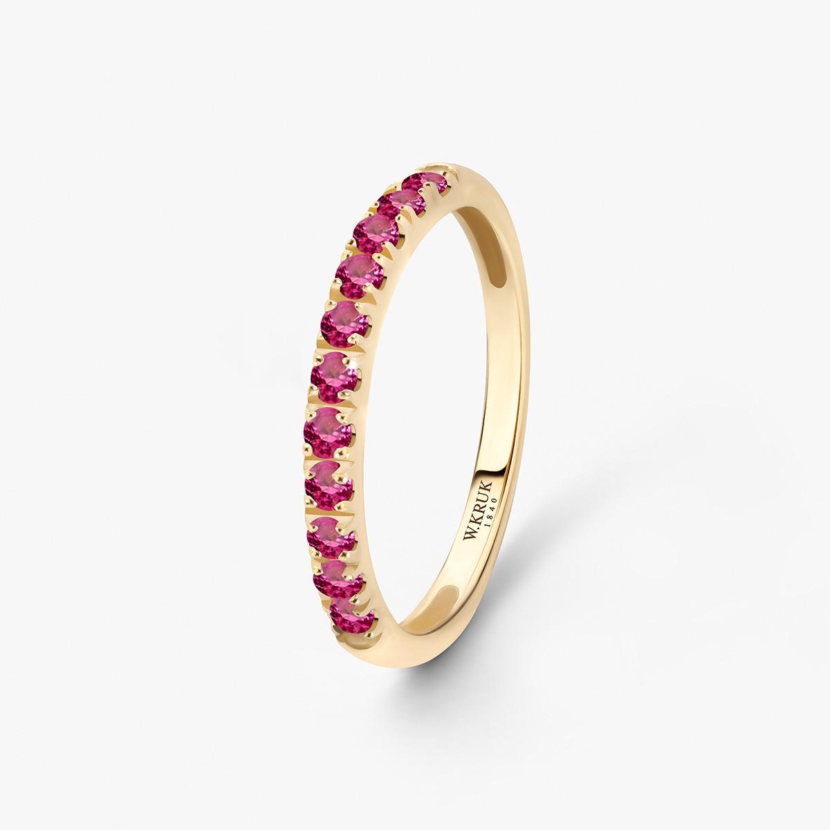 Pierścionek złoty z rubinami TRIO