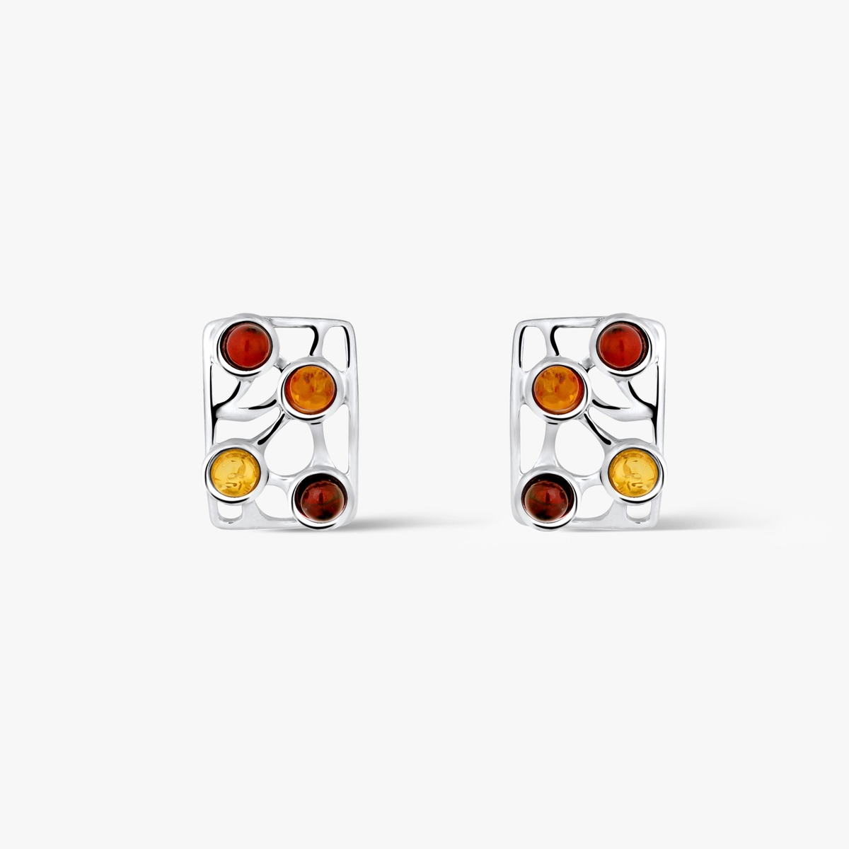 Kolczyki srebrne z bursztynami