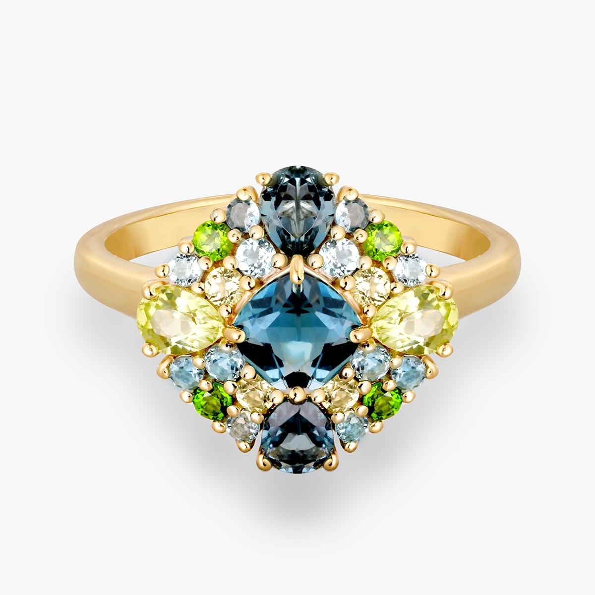 Pierścionek srebrny z topazami Szekspirowska