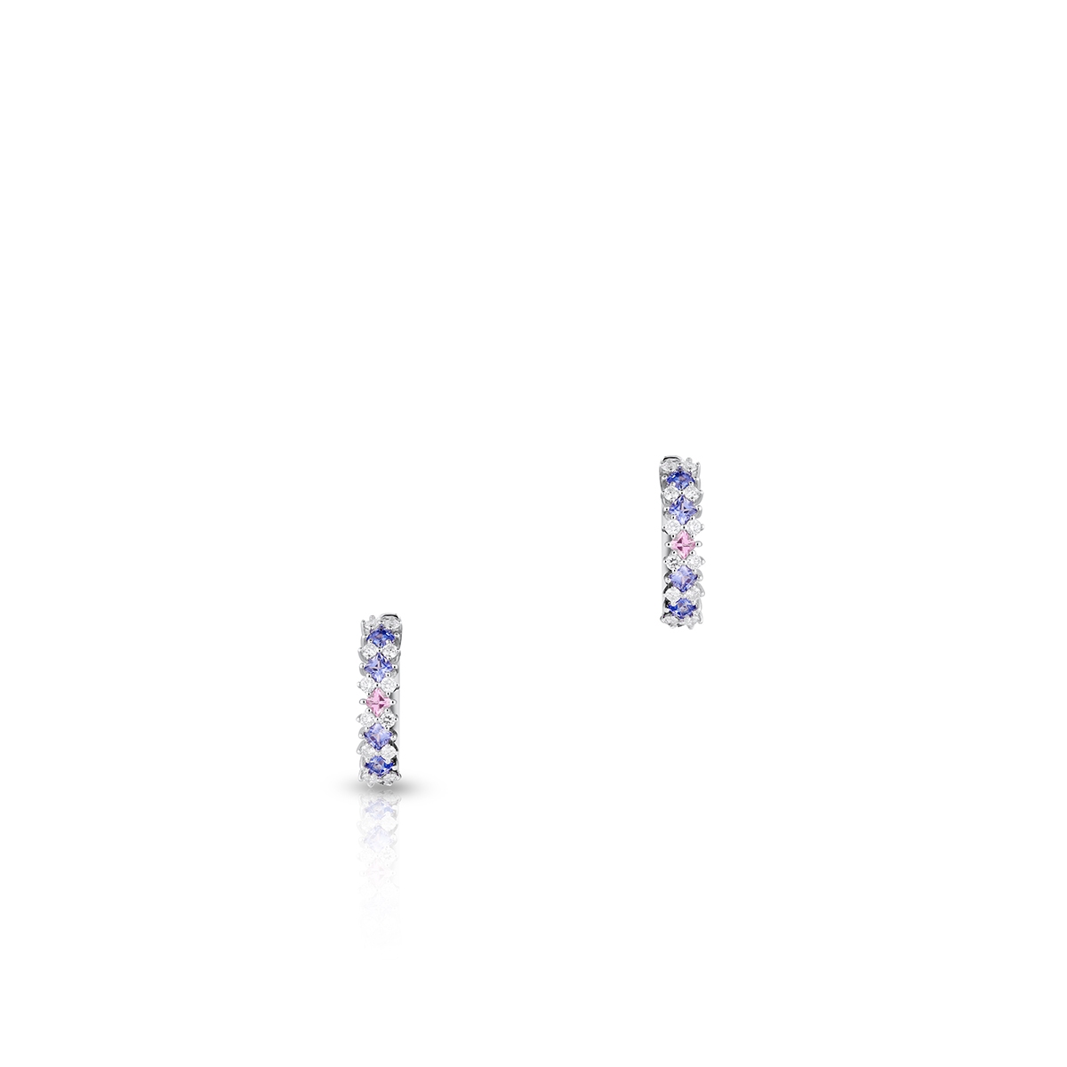 Kolczyki białe złoto z brylantami i szafirami