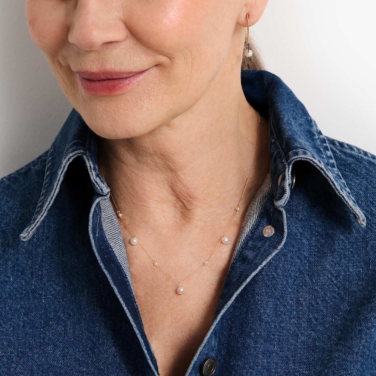 Naszyjnik złoty z perłami