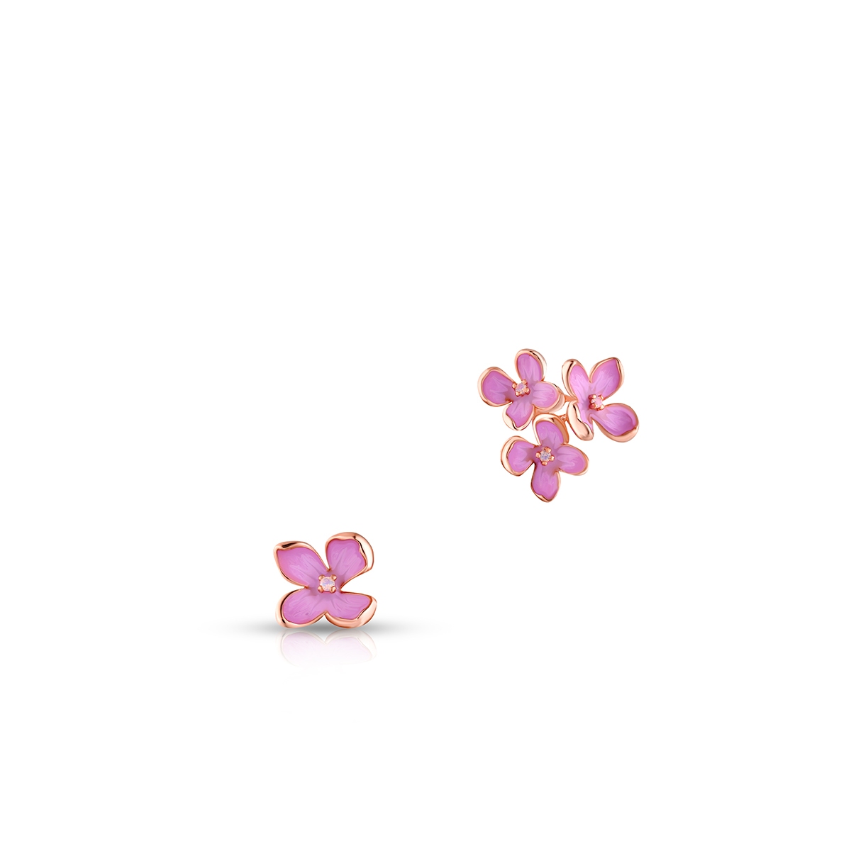 Kolczyki srebrne Kwiaty Nocy Różowy Bez