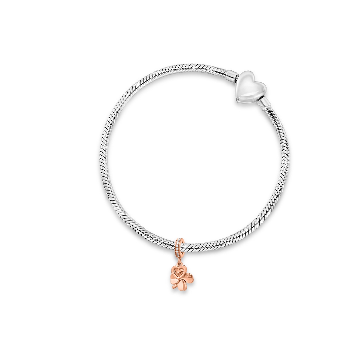 Zawieszka srebrna z motywem serca i koniczynki Lovely Beads