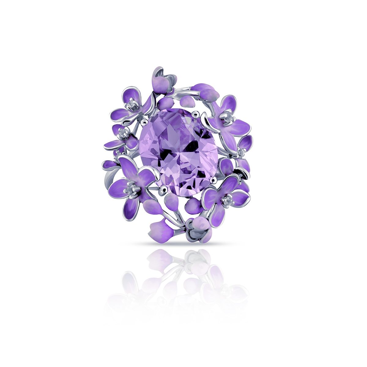 Pierścionek srebrny Kwiaty Nocy Fioletowy Bez