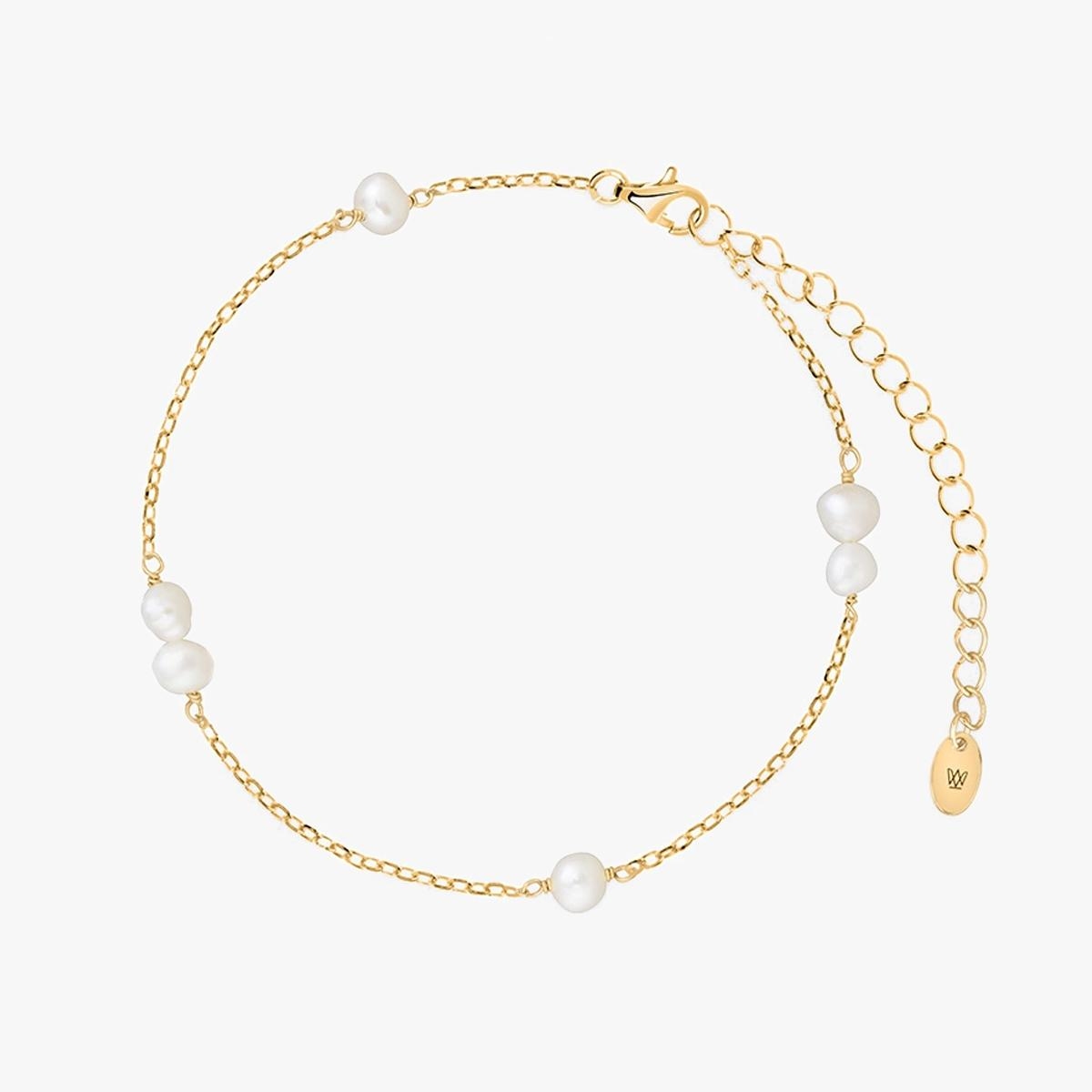 Bransoleta srebrna pozłacana z perłami