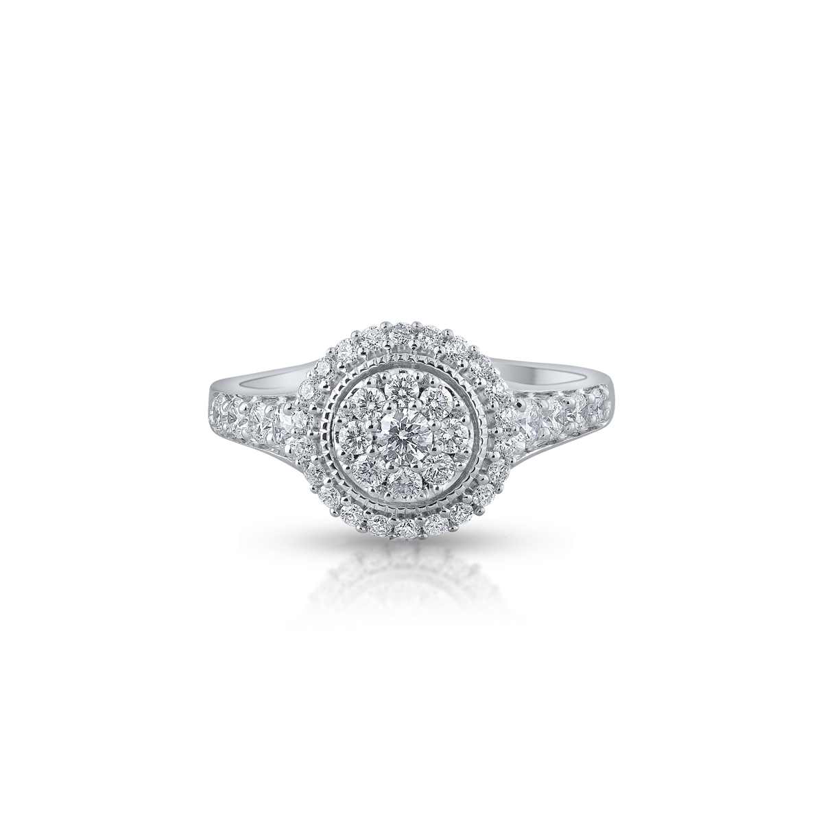 Pierścionek białe złoto z diamentami