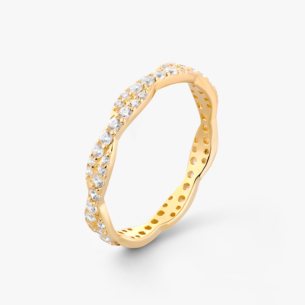 Pierścionek srebrny pozłacany z cyrkoniami