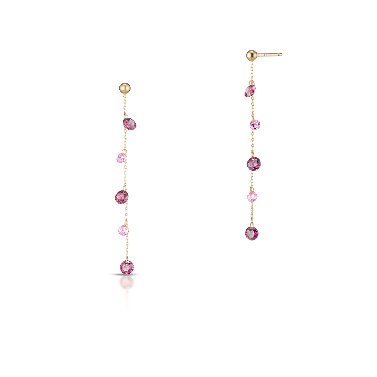 Kolczyki złote z różowymi cyrkoniami