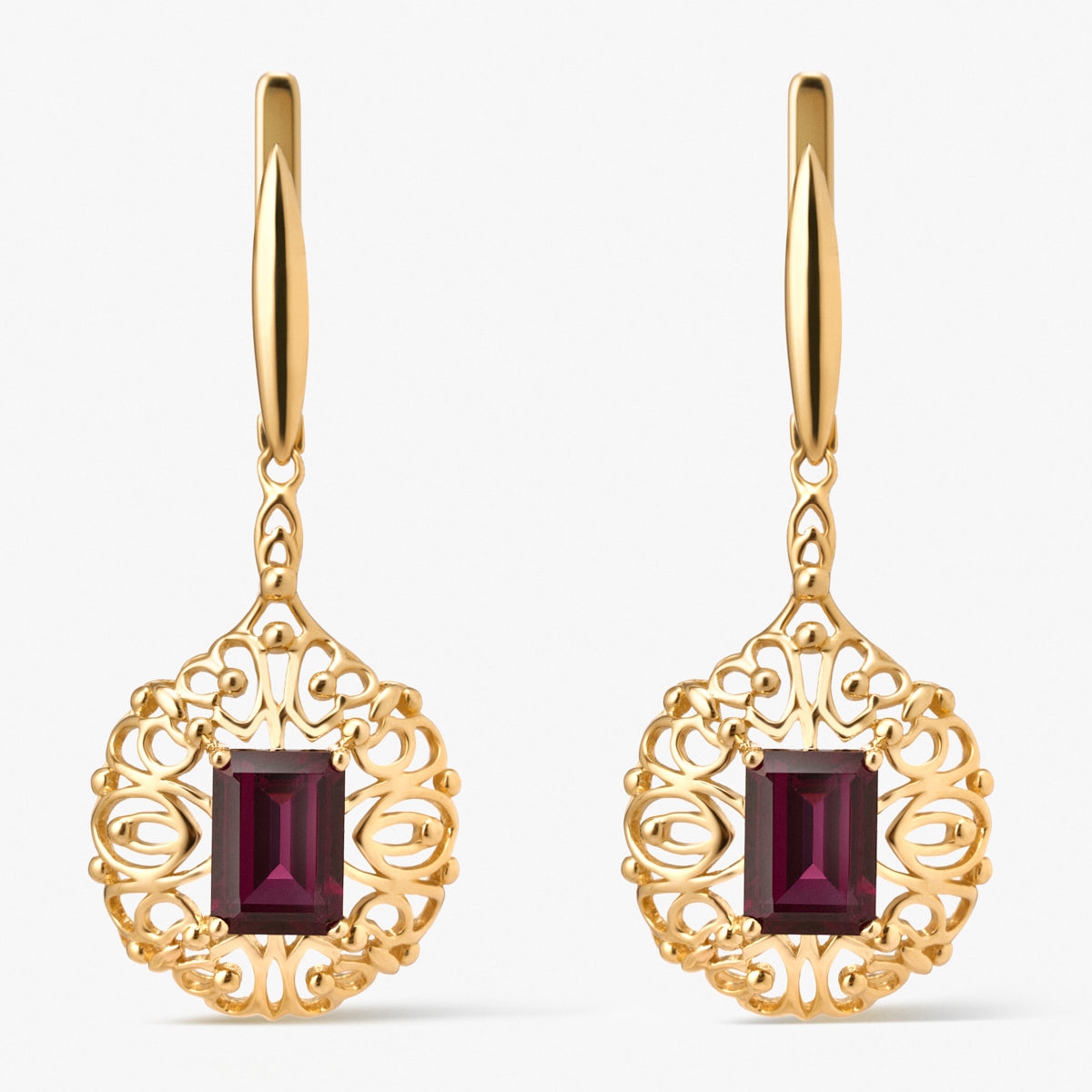 Kolczyki złote z rodolitem Royal Star