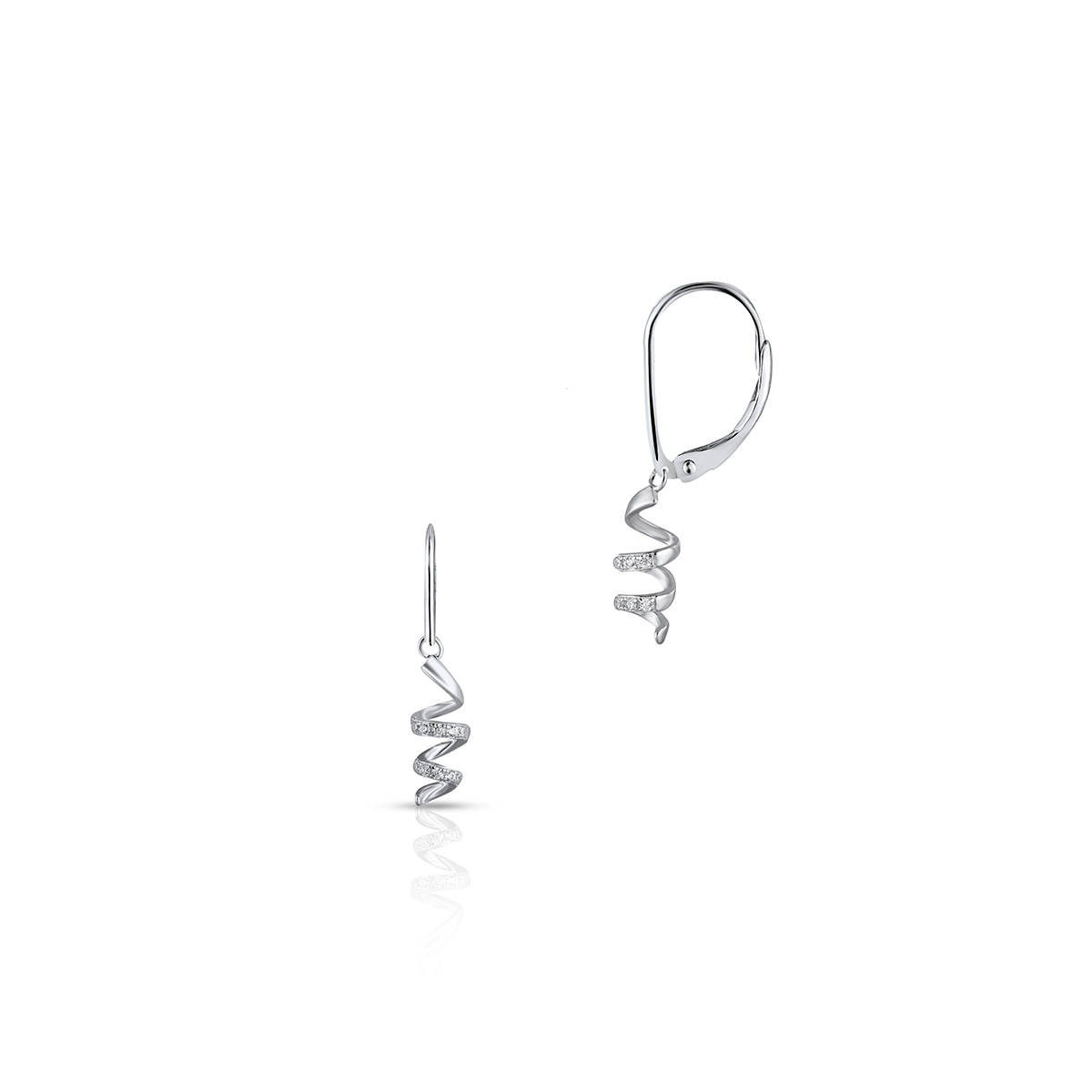 Kolczyki srebrne spirale z cyrkoniami