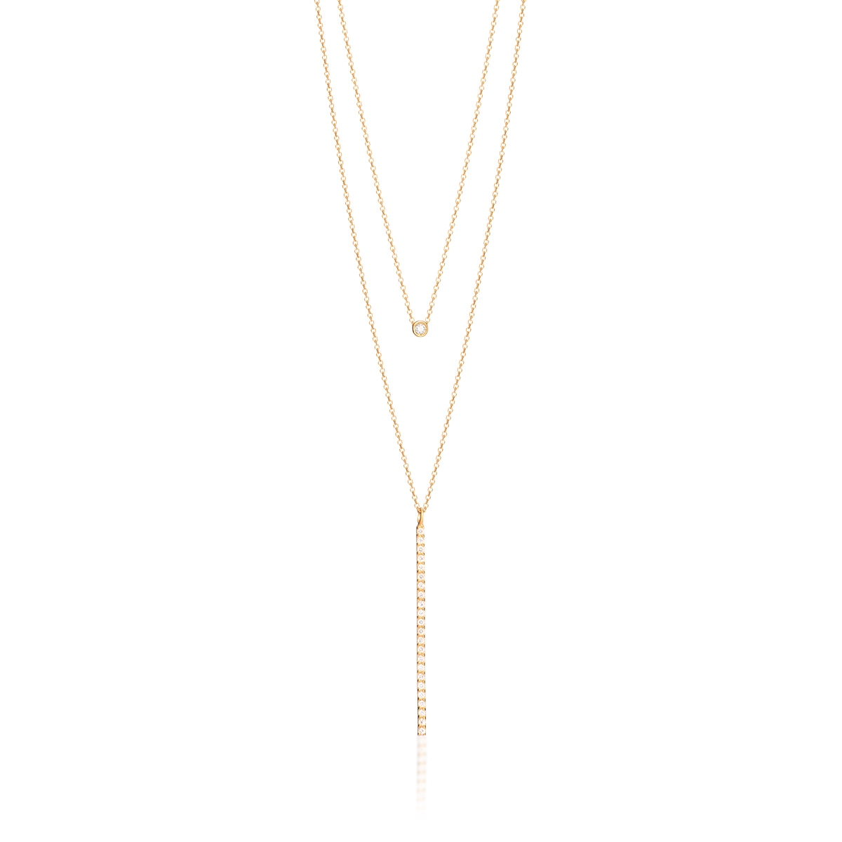 Naszyjnik złoty krawatka z cyrkoniami