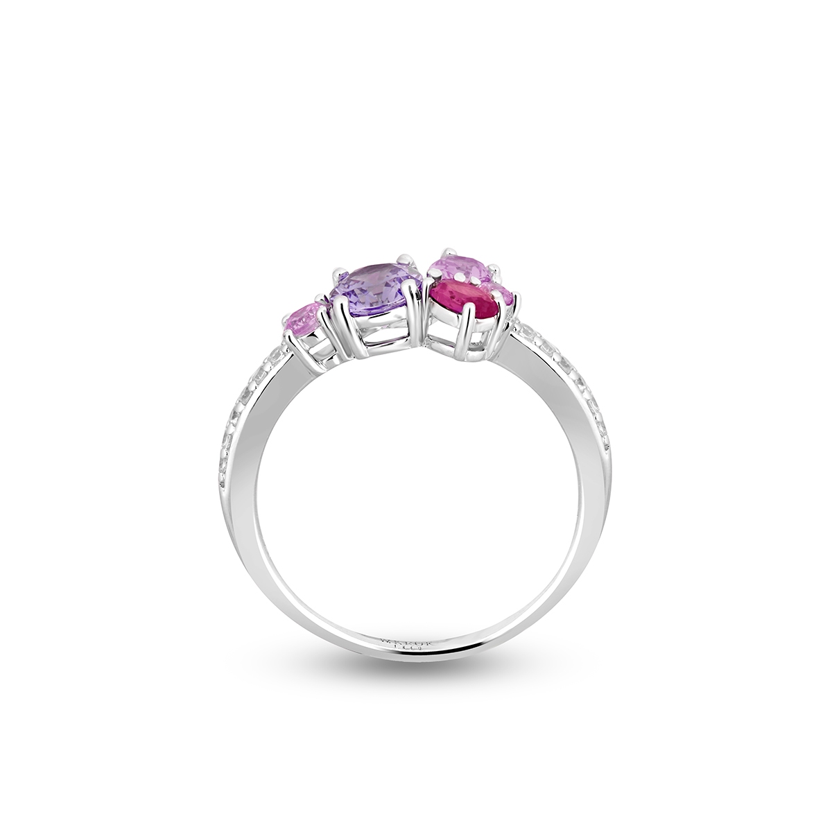 Pierścionek srebrny z kolorowymi kamieniami Mozaika