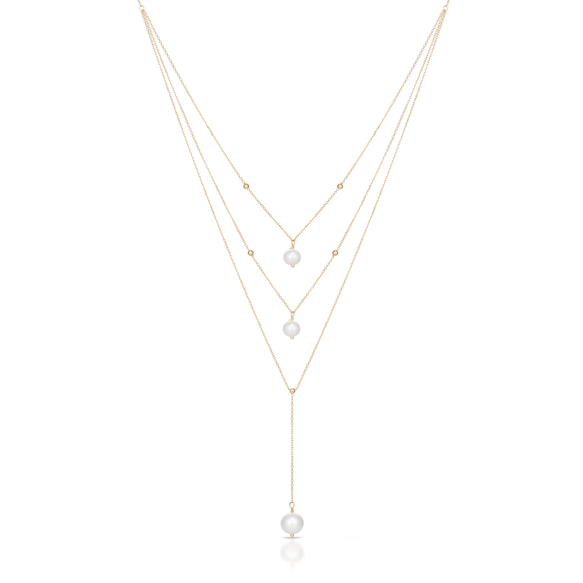 Naszyjnik złoty kaskadowy z perłami