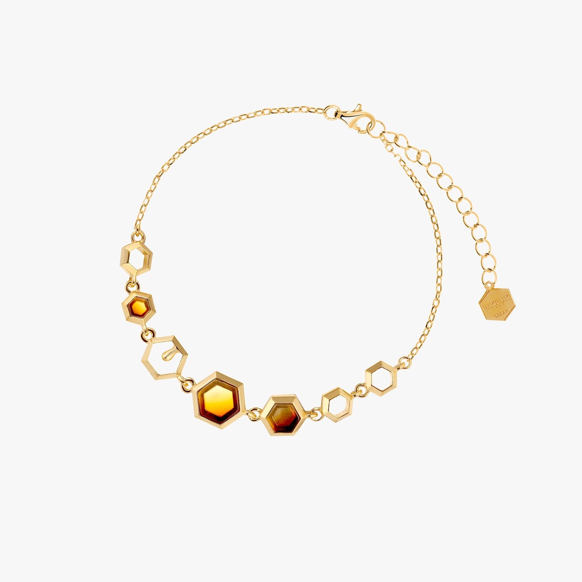 Bransoleta srebrna z bursztynem Miodowa