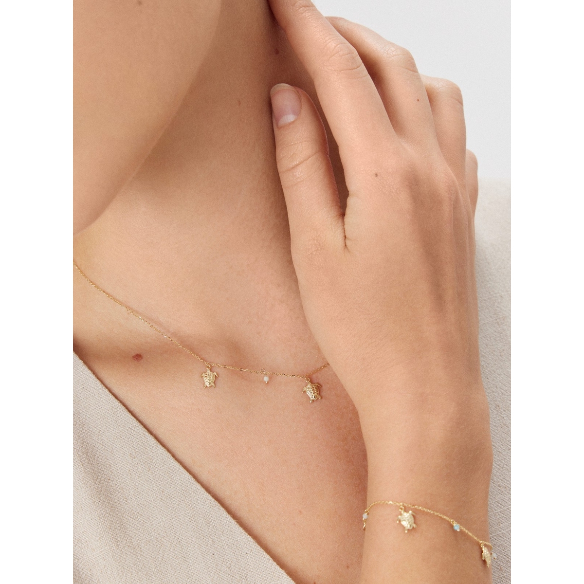 Naszyjnik złoty z żółwiami Santorini