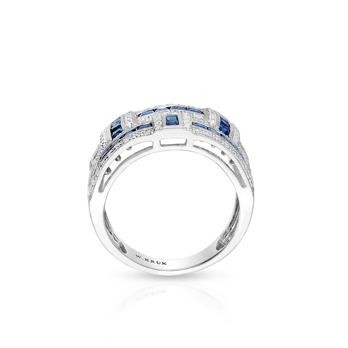 Pierścionek białe złoto z kamieniami szlachetnymi