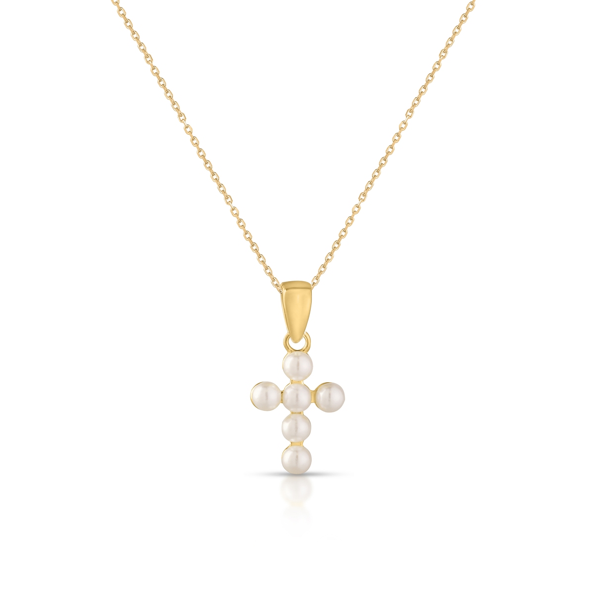 Naszyjnik krzyżyk z perłami