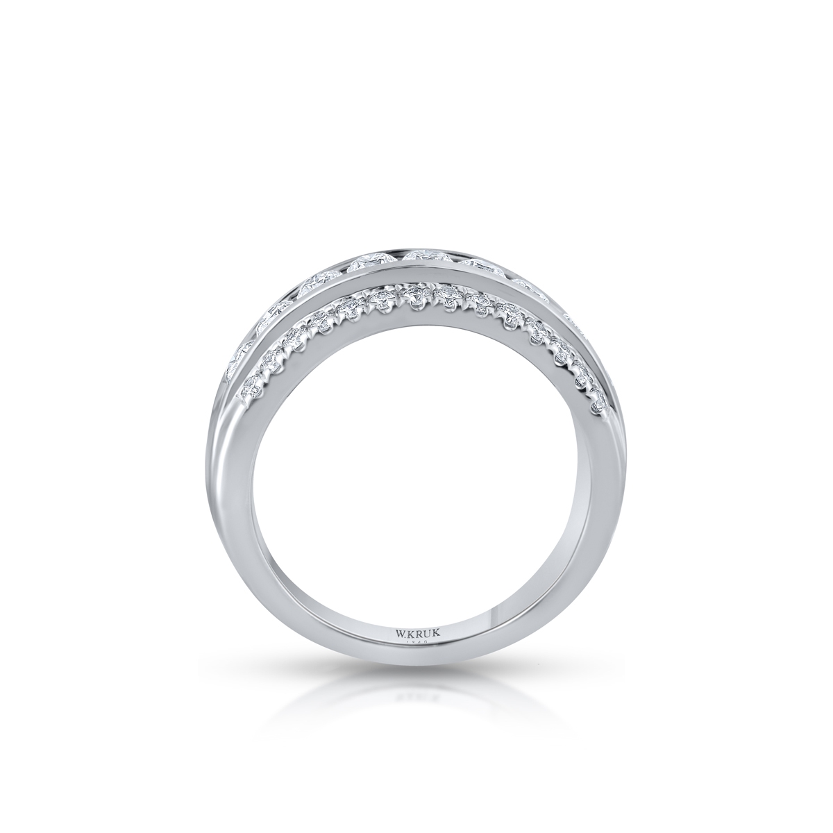 Pierścionek białe złoto z brylantami