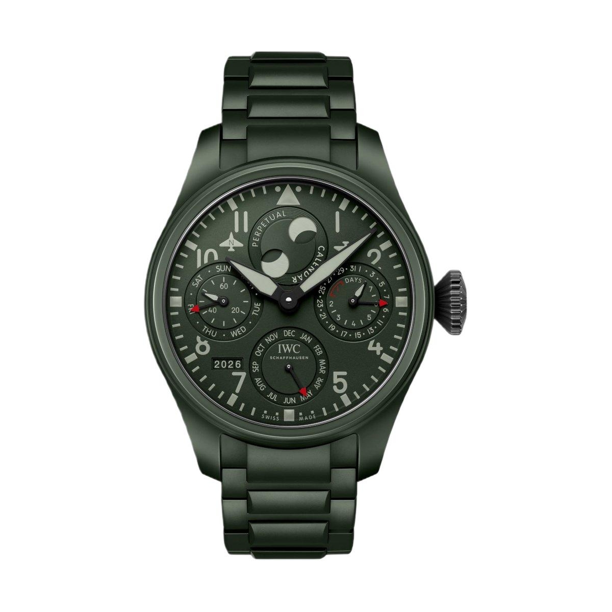 ZEGAREK IWC SCHAFFHAUSEN BIG PILOT'S PERPETUAL CALENDAR TOP GUN WOODLAND
