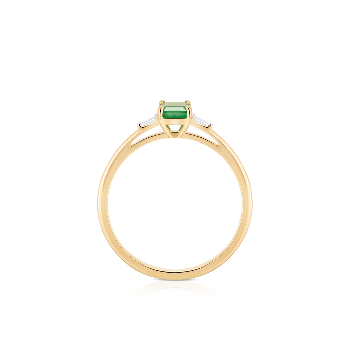 Pierścionek złoty ze szmaragdem i diamentami