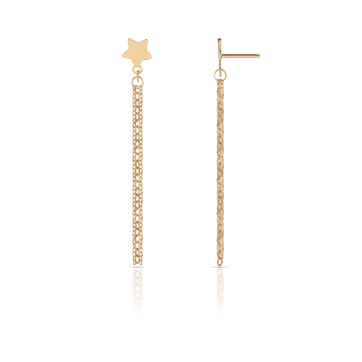 Kolczyki złote krawatki z gwiazdką