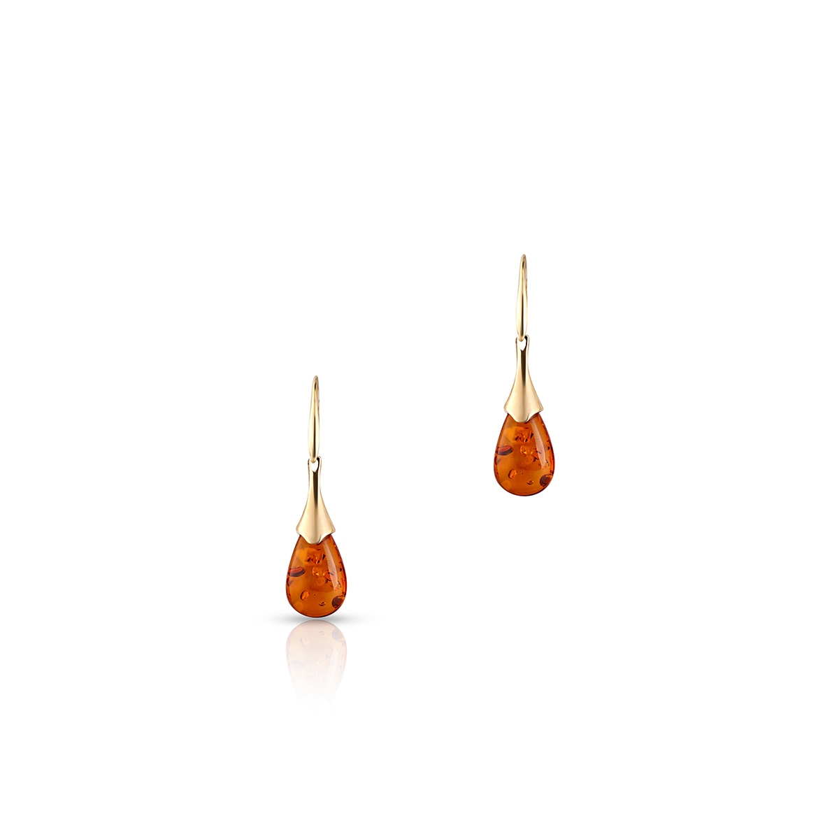 Kolczyki złote z bursztynem