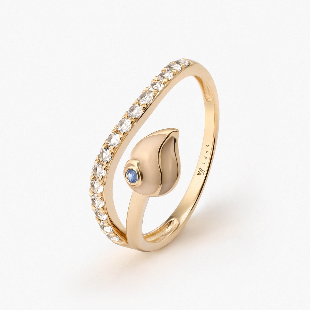 Pierścionek złoty Kwiaty Nocy Bratki