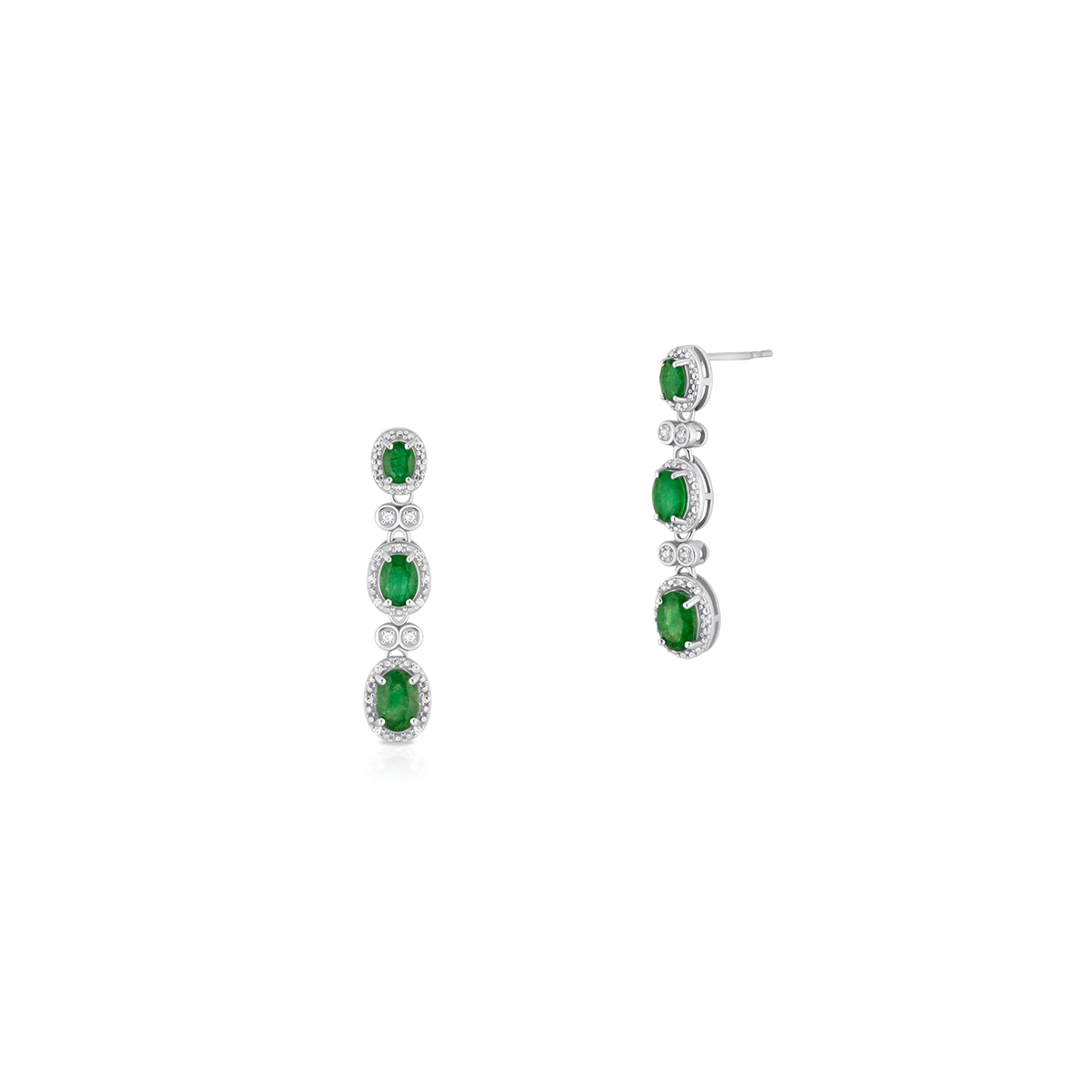 Kolczyki białe złoto z diamentami i szmaragdami