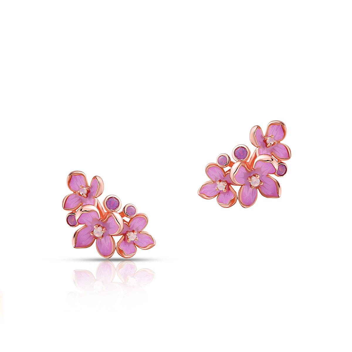 Kolczyki srebrne Kwiaty Nocy Różowy Bez