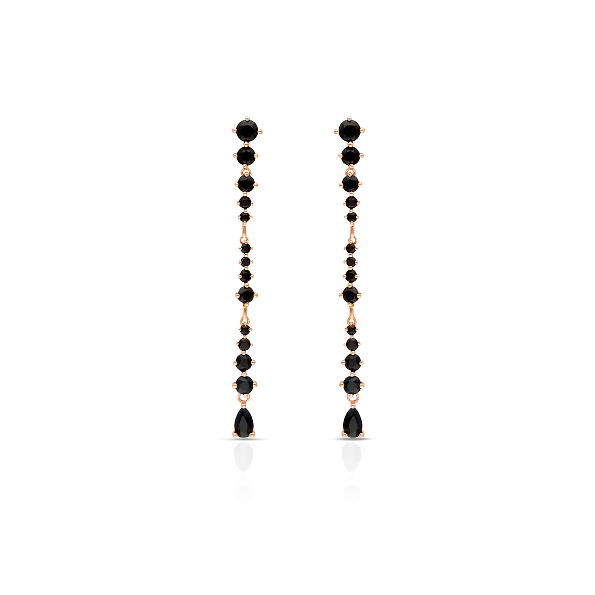 Kolczyki różowe złoto z czarnymi szafirami