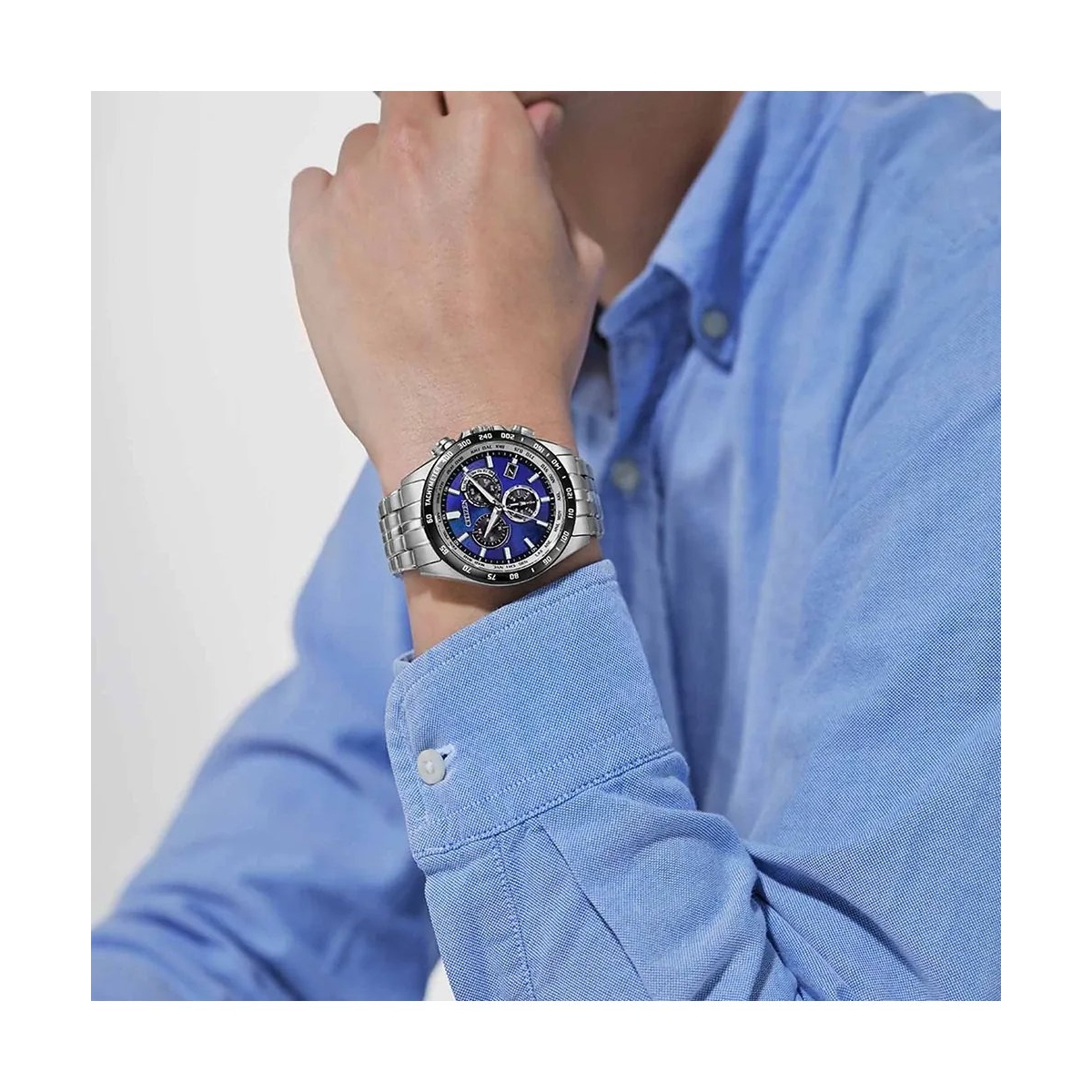 ZEGAREK CITIZEN RADIO CONTROLLED CHRONOGRAPH UNITE WITH BLUE LIMITED EDITION