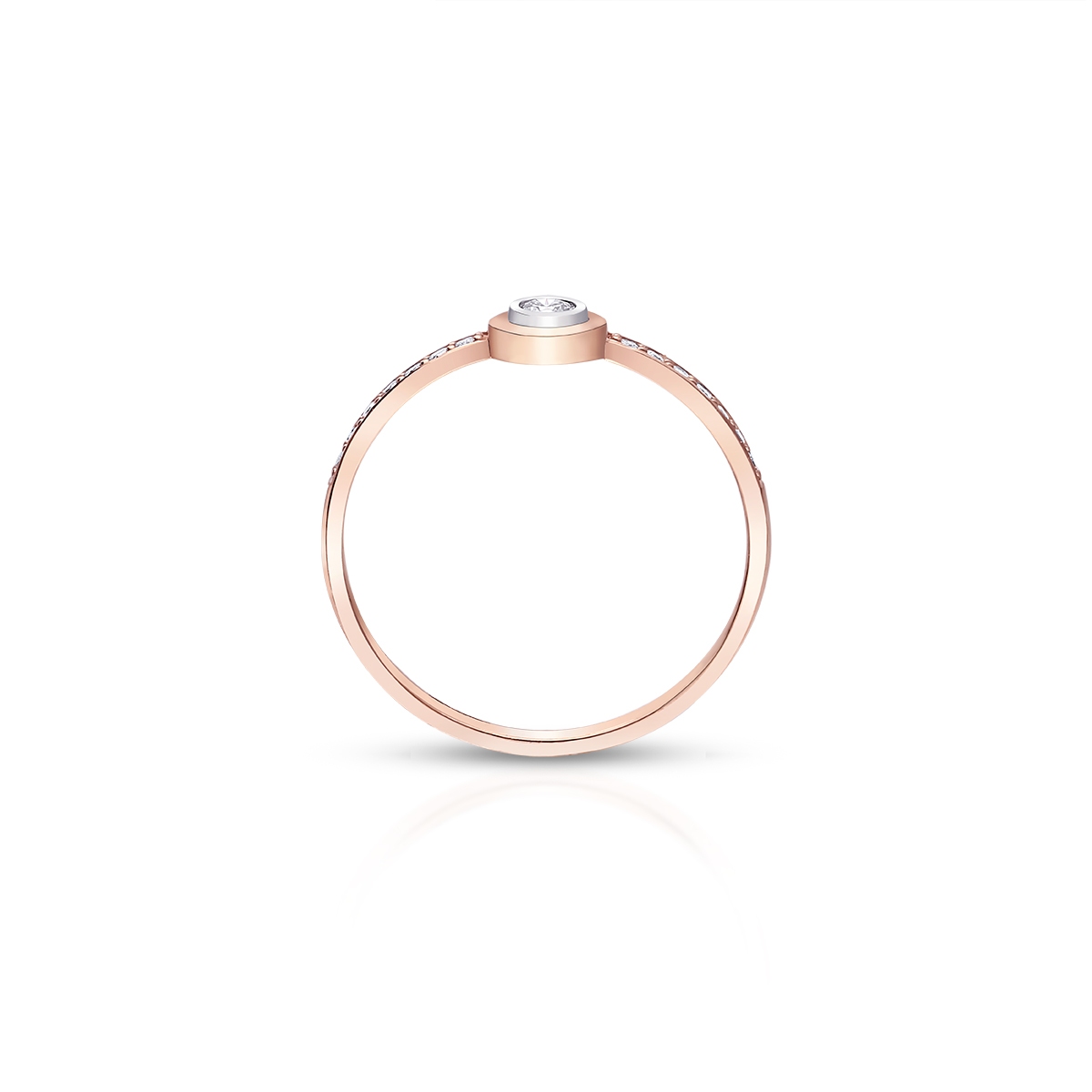 Pierścionek różowe złoto z brylantami