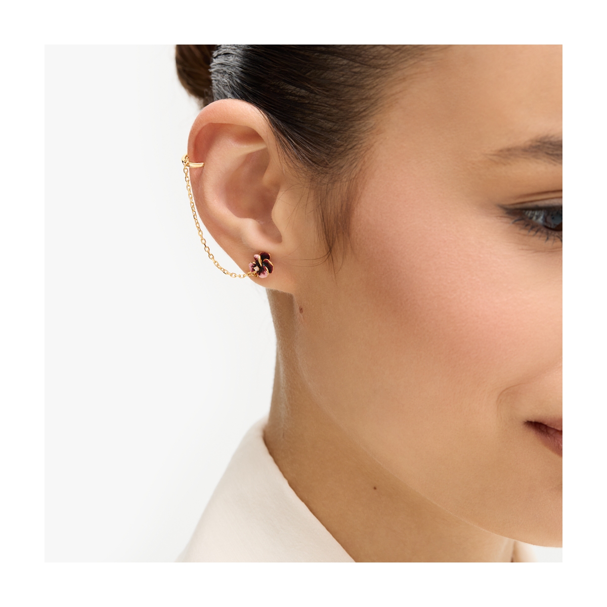 Nausznica srebrna Kwiaty Nocy Bratki