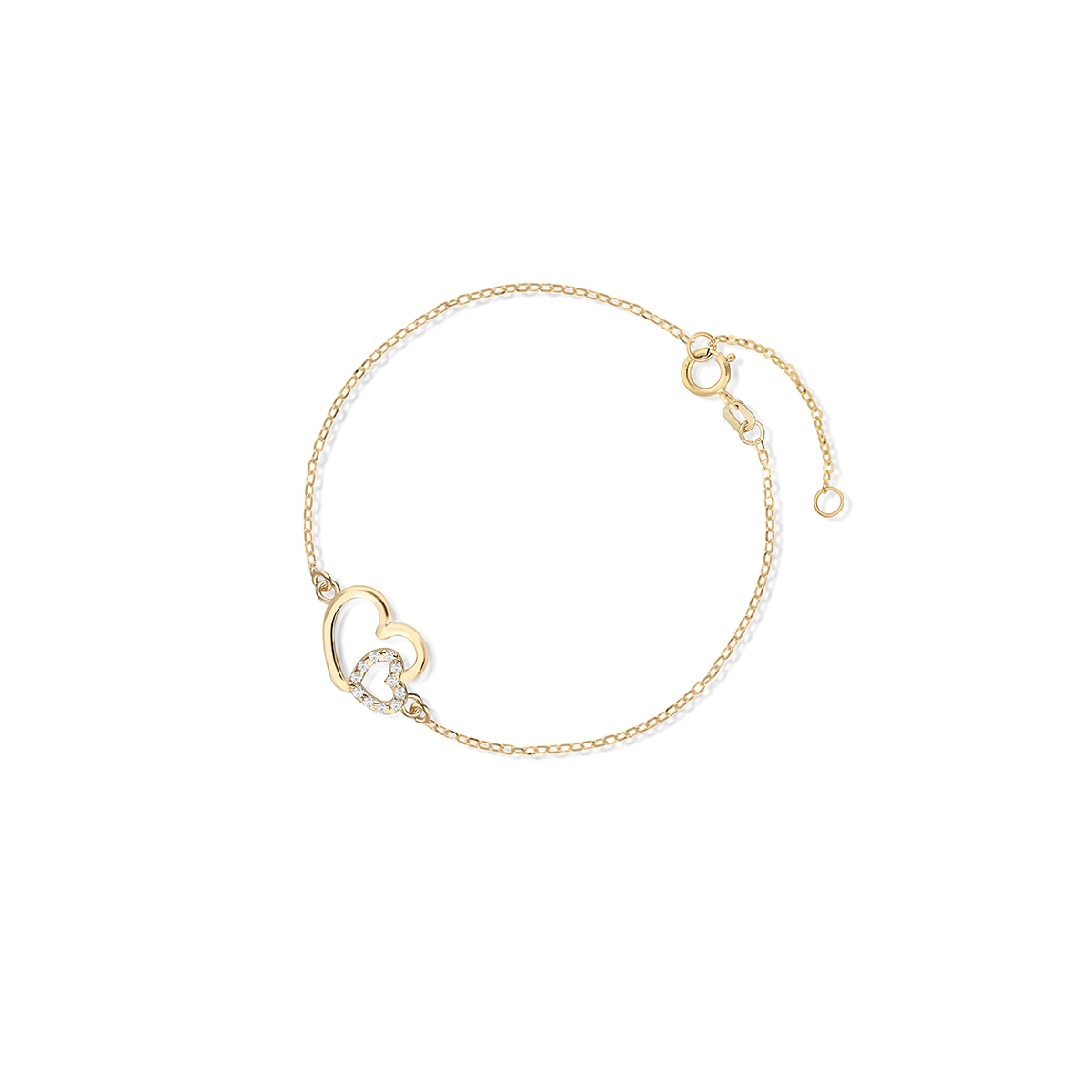 Bransoletka złota z cyrkoniami serca