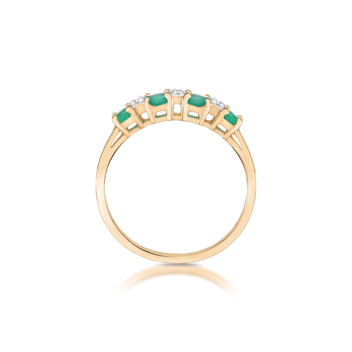 Pierścionek złoty ze szmaragdami i diamentami