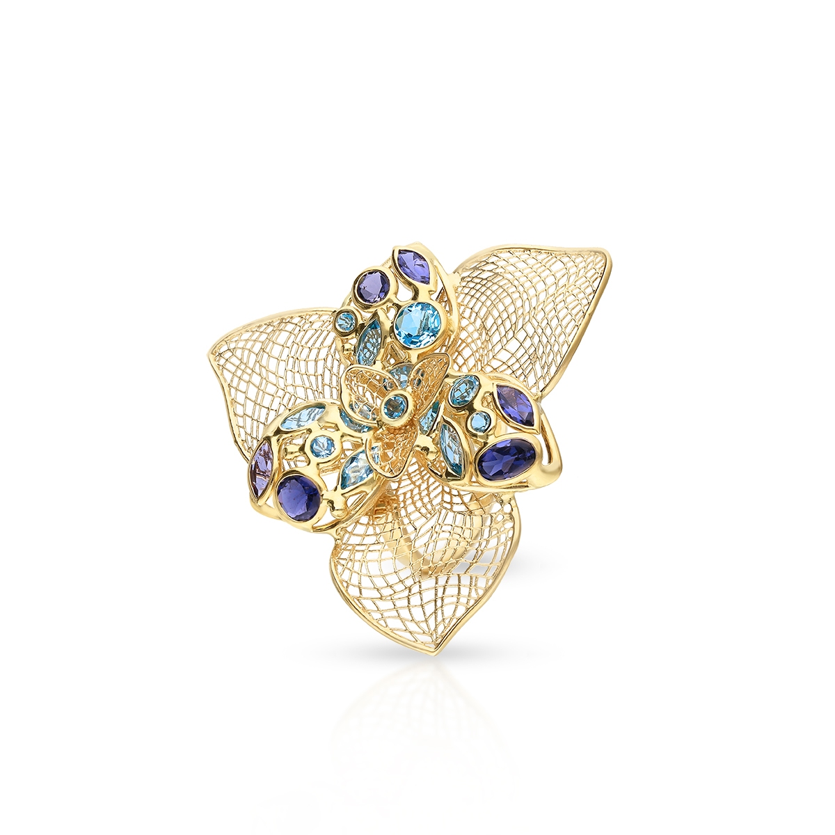 Pierścionek złoty z motywem kwiatowym