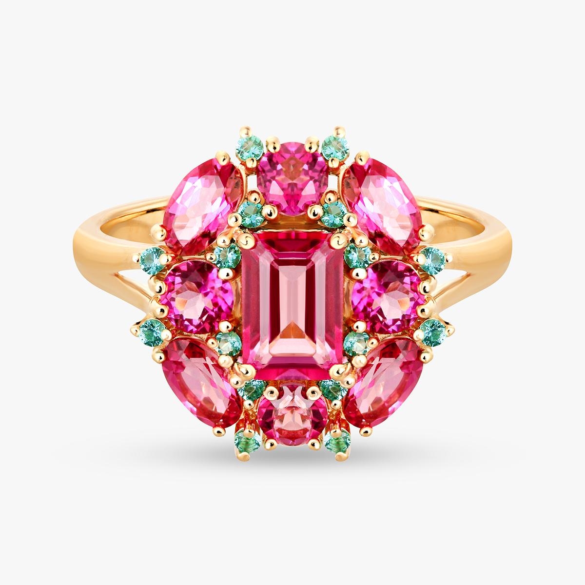 Pierścionek srebrny z różowymi topazami