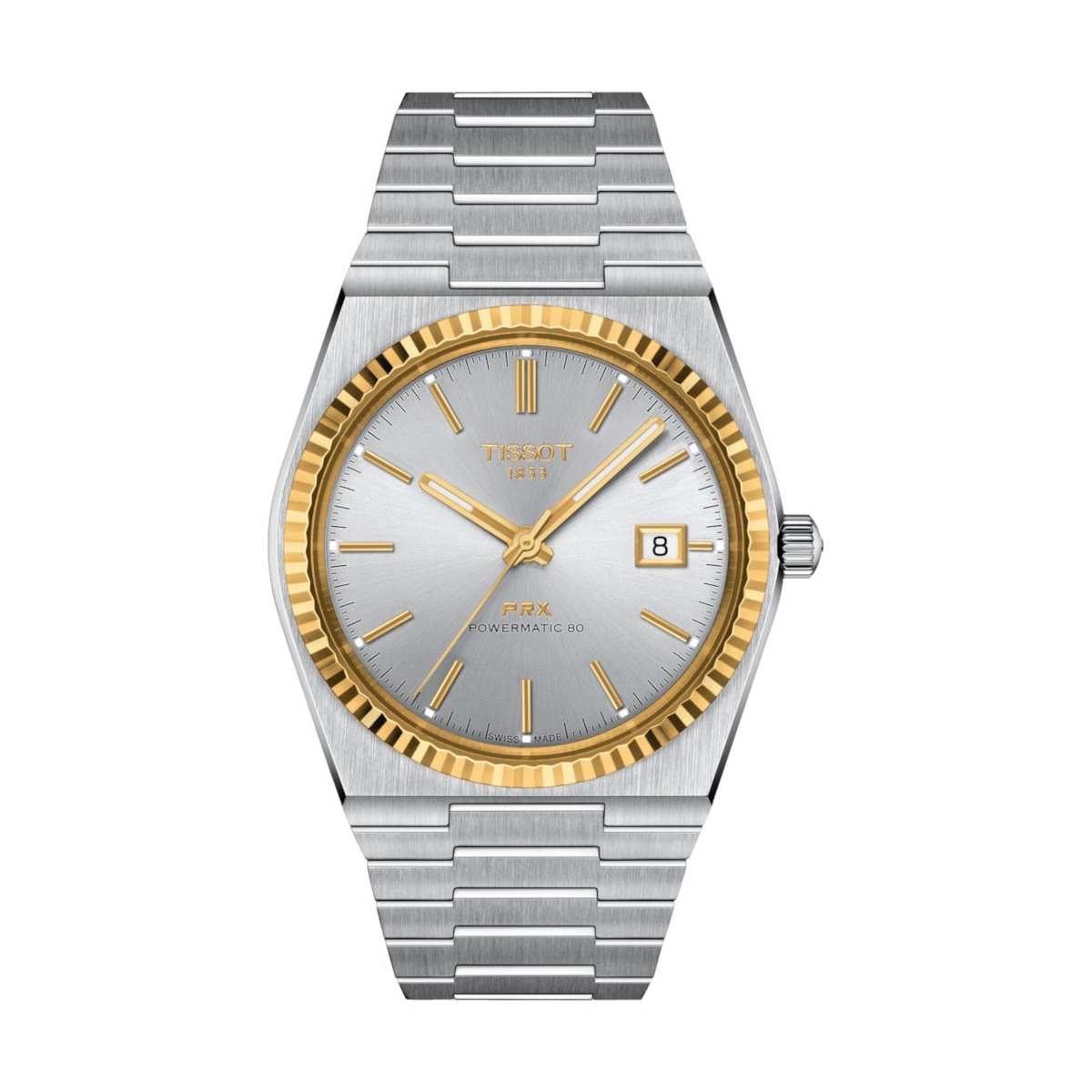TISSOT PRX POWERMATIC 80 STEEL AND 18K GOLD BEZEL