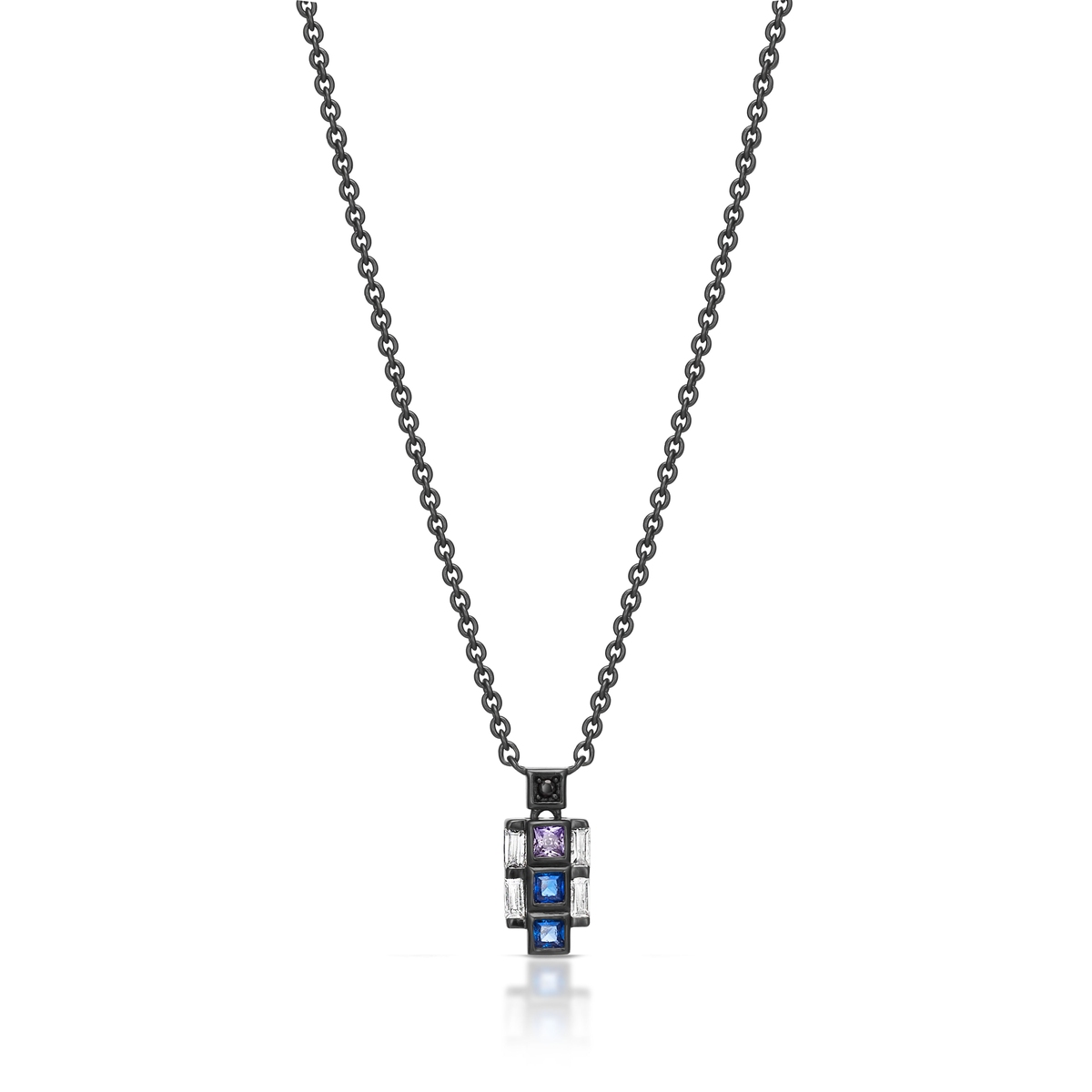 Naszyjnik srebrny czarne rodowanie METEORY