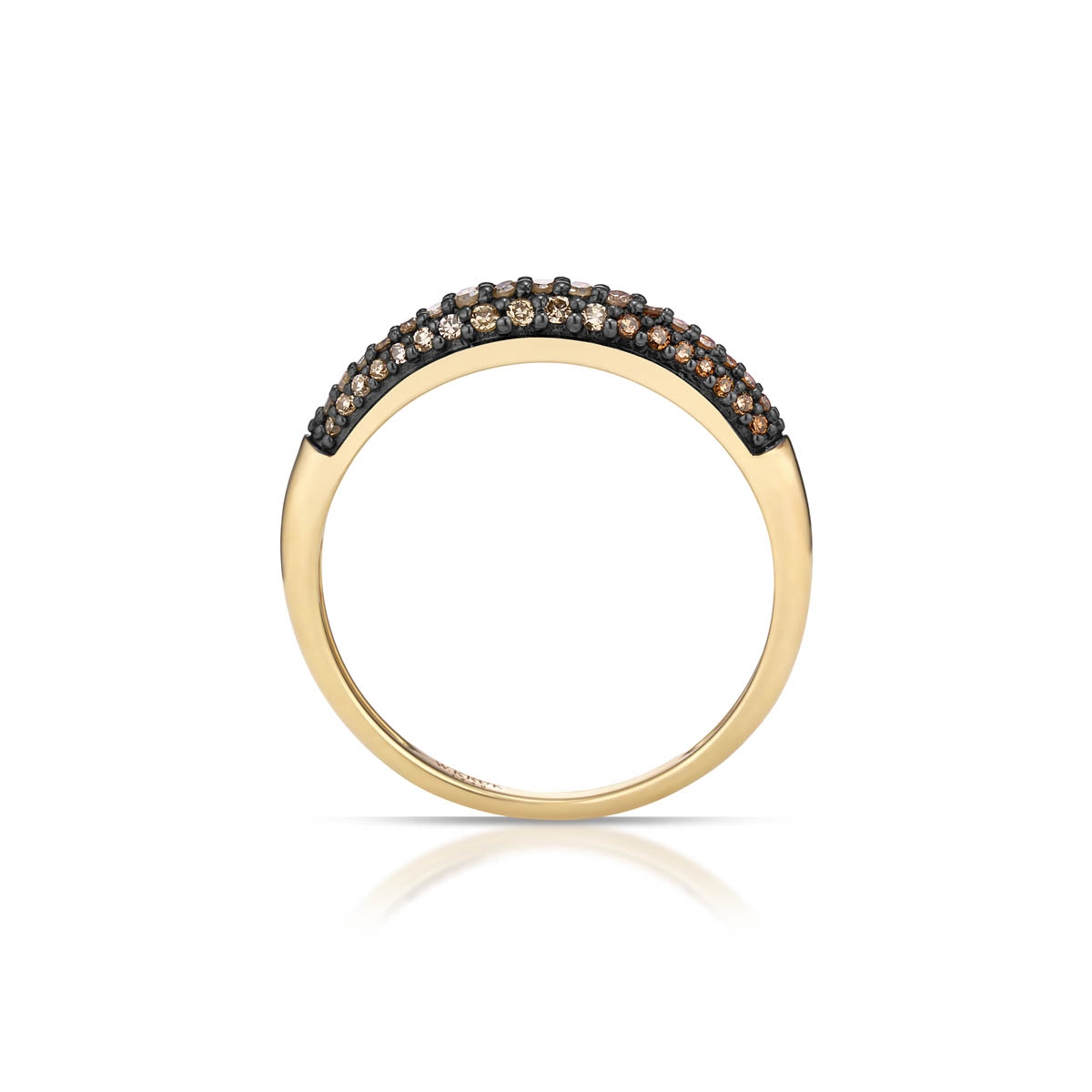 Pierścionek złoty z brązowymi diamentami Karmelowa