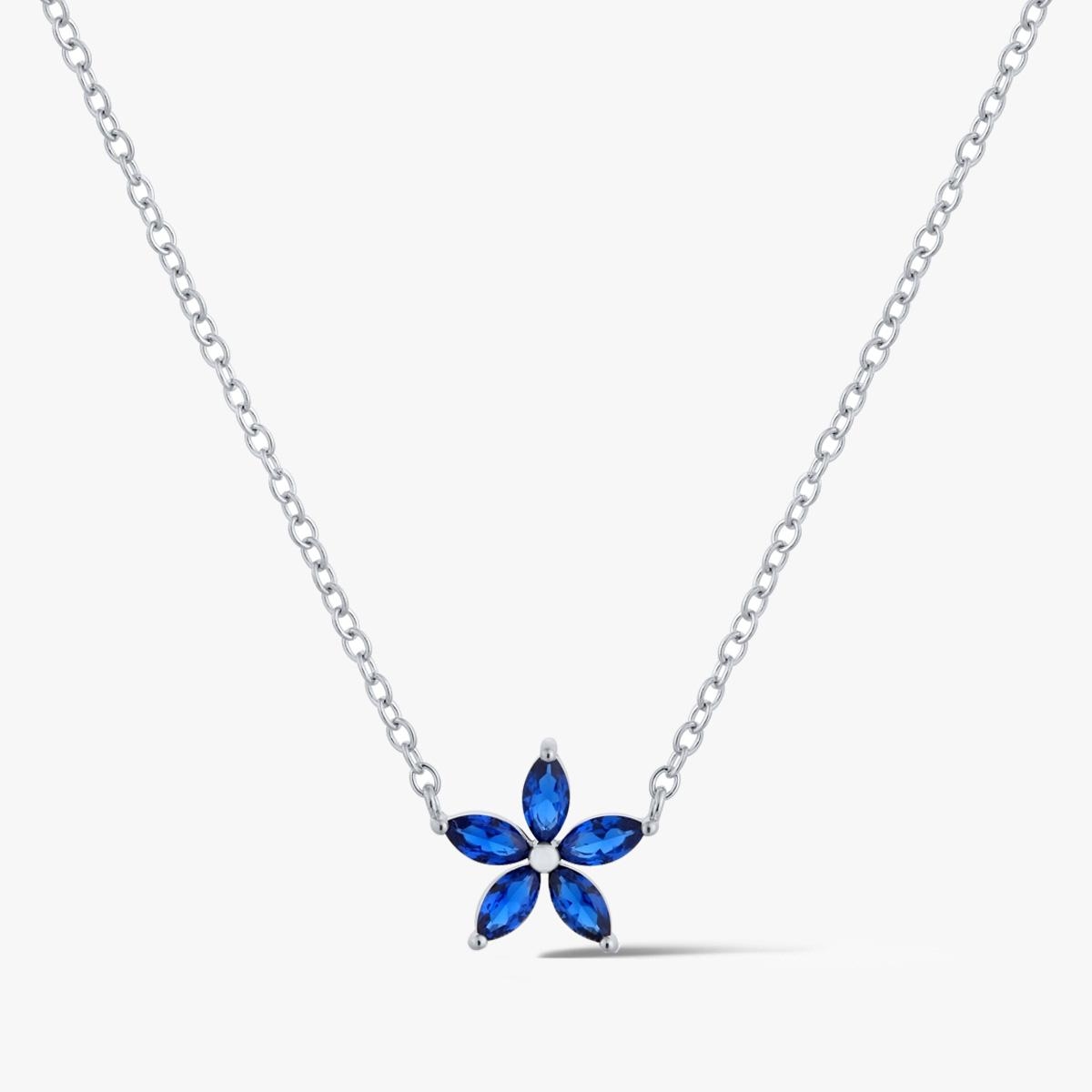 Naszyjnik srebrny z niebieskimi cyrkoniami