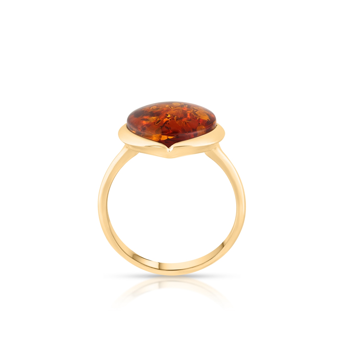 Pierścionek złoty z bursztynem