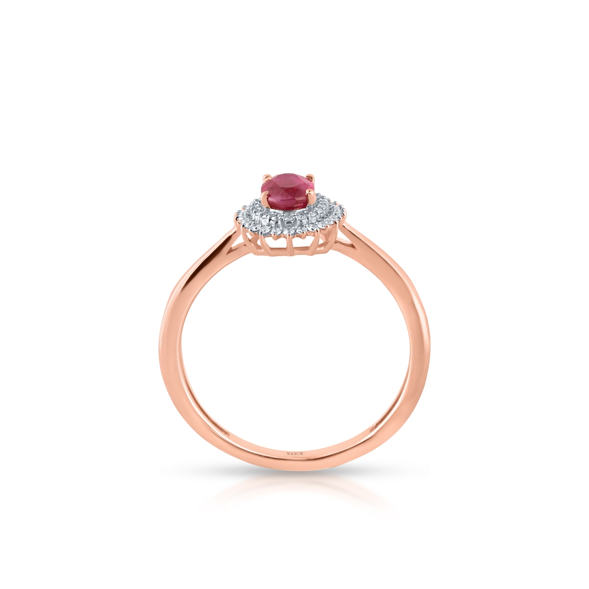 Pierścionek złoty z diamentami i rubinem