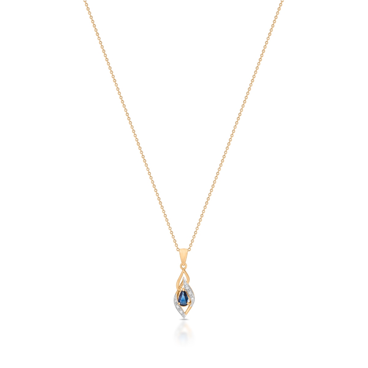 Wisiorek złoty z szafirem i diamentami