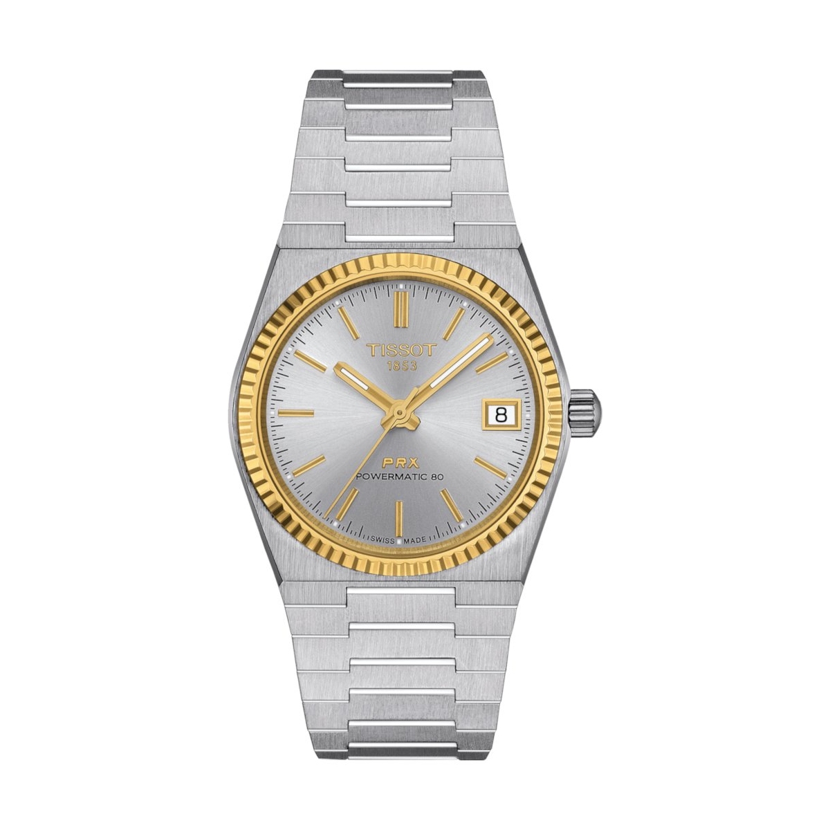 TISSOT PRX POWERMATIC 80 35MM STEEL AND 18K GOLD BEZEL